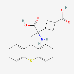 molecular formula C21H21NO4S B1675691 9H-Thioxanthene-9-propanoic acid, alpha-amino-alpha-(cis-3-carboxycyclobutyl)-, (alphaS)- CAS No. 394735-81-0