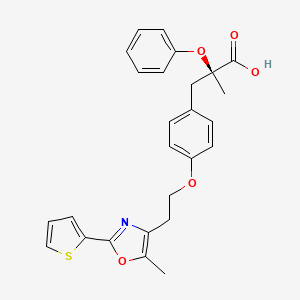 molecular formula C26H25NO5S B1675705 (S)-2-Methyl-3-{4-[2-(5-methyl-2-thiophen-2-yl-oxazol-4-yl)-ethoxy]-phenyl}-2-phenoxy-propionic acid CAS No. 401789-93-3