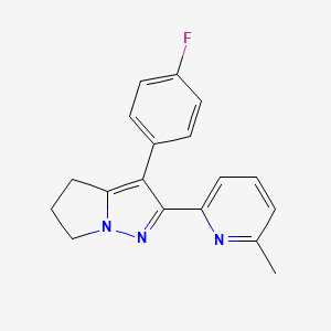 molecular formula C18H16FN3 B1675712 3-(4-Fluorophenyl)-2-(6-methylpyridin-2-YL)-5,6-dihydro-4H-pyrrolo[1,2-B]pyrazole 