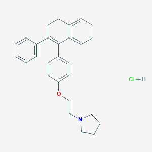 molecular formula C28H30ClNO B167575 Pyrrolidine, 1-[2-[4-(3,4-dihydro-2-phenyl-1-naphthalenyl)phenoxy]ethyl]-, hydrochloride (1:1) CAS No. 10090-61-6