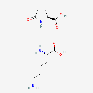 molecular formula C11H21N3O5 B1675785 L-Lysine, compd. with 5-oxo-L-proline (1:1) CAS No. 30657-38-6