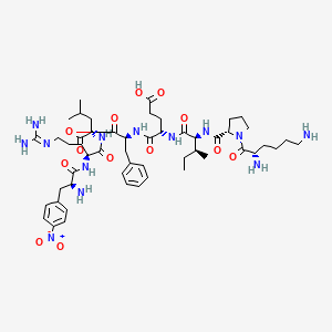 molecular formula C52H79N13O13 B1675816 Lysyl-prolyl-isoleucyl-glutamyl-phenylalanyl-4-nitrophenylalanyl-arginyl-leucine CAS No. 98751-93-0