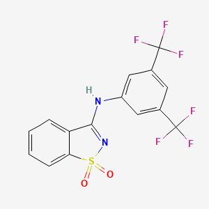 molecular formula C15H8F6N2O2S B1675830 N-[3,5-bis(trifluoromethyl)phenyl]-1,2-benzothiazol-3-amine 1,1-dioxide CAS No. 823830-85-9