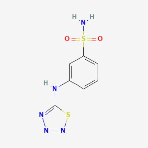 molecular formula C7H7N5O2S2 B1675833 m-(1,2,3,4-Thiatriazol-5-ylamino)benzenesulphonamide CAS No. 91772-19-9