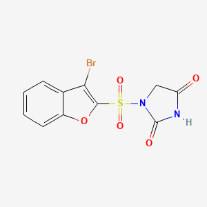 molecular formula C11H7BrN2O5S B1675835 1-(3-Bromobenzo[B]furan-2-ylsulfonyl)hydantoin CAS No. 128851-36-5