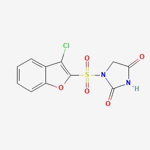 molecular formula C11H7ClN2O5S B1675836 1-(3-氯苯并(b)呋喃-2-磺酰)乙内酰脲 CAS No. 128851-55-8