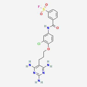 molecular formula C20H20ClFN6O4S B1675846 m-((3-Chloro-4-(3-(2,4,6-triamino-5-pyrimidinyl)propoxy)phenyl)carbamoyl)benzenesulfonyl fluoride CAS No. 20064-47-5