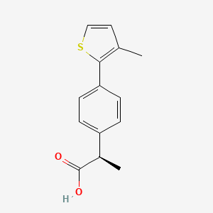 molecular formula C14H14O2S B1675852 (2r)-2-[4-(3-Methylthiophen-2-yl)phenyl]propanoic acid CAS No. 76604-64-3