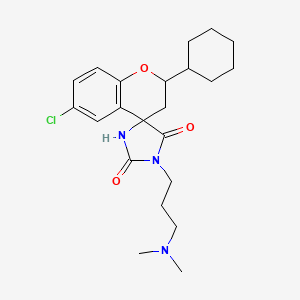 molecular formula C22H30ClN3O3 B1675861 6-Chloro-2-cyclohexyl-3'-[3-(dimethylamino)propyl]spiro[2,3-dihydrochromene-4,5'-imidazolidine]-2',4'-dione CAS No. 110675-51-9