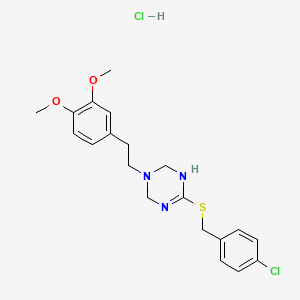 molecular formula C20H25Cl2N3O2S B1675866 6-[(4-Chlorophenyl)methylsulfanyl]-3-[2-(3,4-dimethoxyphenyl)ethyl]-2,4-dihydro-1H-1,3,5-triazine;hydrochloride CAS No. 1071638-38-4