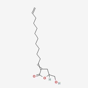 molecular formula C17H26O3 B1675917 2H-Pyran-2-one, 3-(11-dodecenylidene)tetrahydro-5-hydroxy-, (E)-(-)- CAS No. 126622-46-6