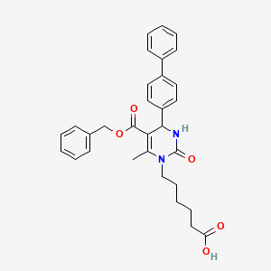 molecular formula C31H32N2O5 B1675920 6-[4-Methyl-2-oxo-5-phenylmethoxycarbonyl-6-(4-phenylphenyl)-1,6-dihydropyrimidin-3-yl]hexanoic acid CAS No. 831217-43-7