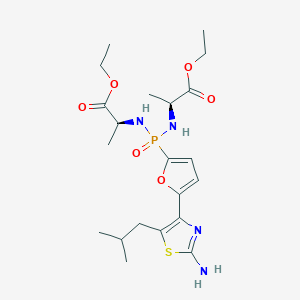 molecular formula C21H33N4O5PS B1675945 diethyl 2,2'-(((5-(2-amino-5-isobutylthiazol-4-yl)furan-2-yl)phosphanediyl)bis(azanediyl))(2S,2'S)-dipropionate CAS No. 280782-97-0