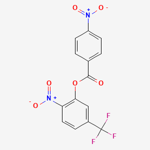 molecular formula C14H7F3N2O6 B1675975 m-Cresol, alpha,alpha,alpha-trifluoro-6-nitro-, p-nitrobenzoate CAS No. 2369-68-8