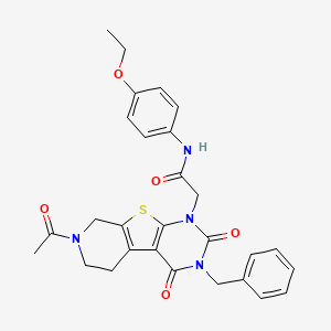 molecular formula C28H28N4O5S B1675979 2-(7-乙酰-3-苄基-2,4-二氧代-3,4,5,6,7,8-六氢吡啶[4',3':4,5]噻吩并[2,3-d]嘧啶-1(2H)-基)-N-(4-乙氧苯基)乙酰胺 CAS No. 902903-59-7