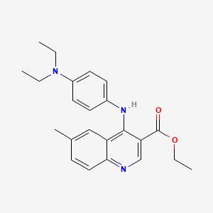 molecular formula C23H27N3O2 B1675980 Ethyl 4-((4-(diethylamino)phenyl)amino)-6-methylquinoline-3-carboxylate CAS No. 371924-24-2