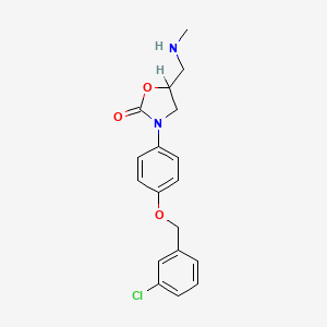 molecular formula C18H19ClN2O3 B1675984 3-[4-[(3-Chlorophenyl)methoxy]phenyl]-5-[(methylamino)methyl]oxazolidin-2-one CAS No. 73423-36-6