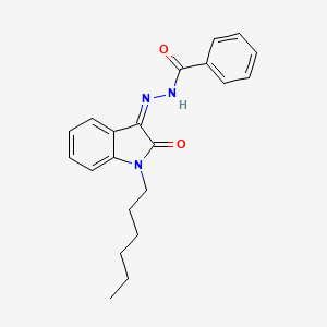 molecular formula C21H23N3O2 B1675985 N'-(1-己基-2-氧代吲哚啉-3-亚甲基)苯甲酰肼 CAS No. 1048973-47-2
