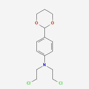 molecular formula C20H20Cl2N2O4 B1675998 m-DIOXANE, 2-(p-BIS(2-(CHLOROETHYL)AMINO)PHENYL)- CAS No. 10549-94-7