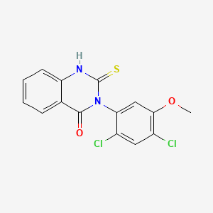 molecular formula C15H10Cl2N2O2S B1676016 3-(2,4-dichloro-5-methoxyphenyl)-2-sulfanyl-4(3H)-quinazolinone CAS No. 338967-87-6