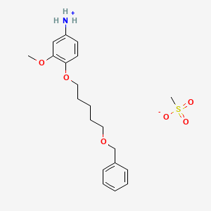 molecular formula C20H29NO6S B1676033 m-ANISIDINE, 4-((5-(BENZYLOXY)PENTYL)OXY)-, METHANESULFONATE CAS No. 15382-85-1