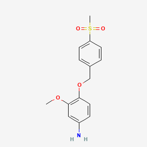 molecular formula C15H17NO4S B1676055 m-Anisidine, 4-((p-(methylsulfonyl)benzyl)oxy)- CAS No. 15382-83-9