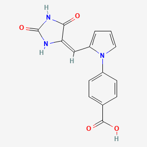 molecular formula C15H11N3O4 B1676082 Benzoic acid, 4-[2-[(2,5-dioxo-4-imidazolidinylidene)methyl]-1H-pyrrol-1-yl]- CAS No. 577962-95-9