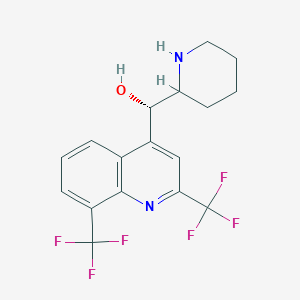 molecular formula C17H17ClF6N2O B1676156 [2,8-bis(trifluoromethyl)quinolin-4-yl]-piperidin-2-ylmethanol;hydrochloride CAS No. 53230-10-7