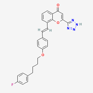 molecular formula C28H23FN4O3 B1676197 4H-1-Benzopyran-4-one, 8-(2-(4-(4-(4-fluorophenyl)butoxy)phenyl)ethenyl)-2-(1H-tetrazol-5-yl)-, (E)- CAS No. 197506-04-0