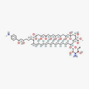 molecular formula C60H88N2O19 B1676206 Methyl (19E,21E,23E,25E,27E,29E,31E)-33-[(2R,3S,4S,5S,6R)-4-amino-3,5-dihydroxy-6-methyloxan-2-yl]oxy-1,3,5,7,9,13,37-heptahydroxy-17-[5-hydroxy-7-[4-(methylamino)phenyl]-7-oxoheptan-2-yl]-18-methyl-11,15-dioxo-16,39-dioxabicyclo[33.3.1]nonatriaconta-19,21,23,25,27,29,31-heptaene-36-carboxylate CAS No. 11121-32-7