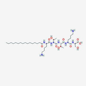 molecular formula C39H75N7O10 B1676217 L-Serine, N2-(1-oxohexadecyl)-L-lysyl-L-threonyl-L-threonyl-L-lysyl- CAS No. 214047-00-4