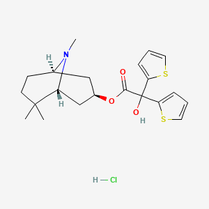 molecular formula C21H28ClNO3S2 B1676229 2-Thiopheneacetic acid, alpha-hydroxy-alpha-2-thienyl-, (1R,3R,5R)-6,6,9-trimethyl-9-azabicyclo(3.3.1)non-3-yl ester, hydrochloride, rel- CAS No. 32891-29-5