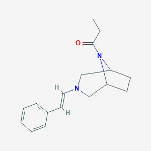 molecular formula C17H22N2O B167623 3,8-Diazabicyclo(3.2.1)octane, 8-propionyl-3-styryl- CAS No. 1798-71-6
