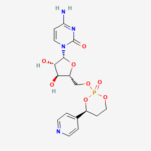 molecular formula C17H21N4O8P B1676233 4-amino-1-[(2R,3S,4S,5R)-3,4-dihydroxy-5-[[(4S)-2-oxo-4-pyridin-4-yl-1,3,2lambda5-dioxaphosphinan-2-yl]oxymethyl]oxolan-2-yl]pyrimidin-2-one CAS No. 685111-92-6