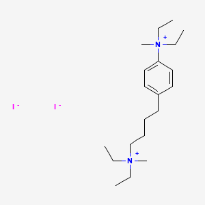 molecular formula C20H38I2N2 B1676238 AMMONIUM, (4-(p-DIETHYLMETHYLAMMONIOPHENYL)BUTYL)DIETHYLMETHYL-, DIIODIDE CAS No. 63977-60-6