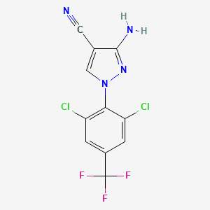 molecular formula C11H5Cl2F3N4 B1676241 5-Amino-4-cyano-1-(2,6-dichloro-4-trifluoromethylphenyl)pyrazole CAS No. 111234-77-6