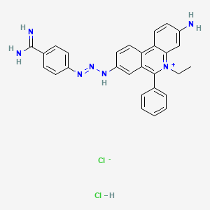 molecular formula C28H27Cl2N7 B1676242 8-((p-Amidinophenylazo)amino)-3-amino-5-ethyl-6-phenylphenanthridinium chloride hydrochloride CAS No. 4174-67-8