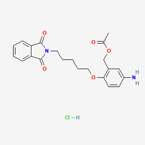 molecular formula C22H25ClN2O5 B1676248 Phthalimide, N-(5-((4-amino-alpha-hydroxy-o-tolyl)oxy)pentyl)-, acetate (ester), monohydrochloride CAS No. 15486-40-5