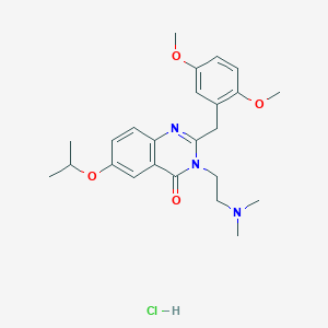 molecular formula C24H32ClN3O4 B1676267 4(3H)-Quinazolinone, 2-((2,5-dimethoxyphenyl)methyl)-3-(2-(dimethylamino)ethyl)-6-(1-methylethoxy)-, monohydrochloride CAS No. 103315-31-7