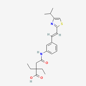 molecular formula C22H28N2O3S B1676270 Butanoic acid, 2,2-diethyl-4-((3-(2-(4-(1-methylethyl)-2-thiazolyl)ethenyl)phenyl)amino)-4-oxo-, (E)- CAS No. 140646-80-6