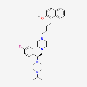 molecular formula C34H47FN4O B1676271 1-[(1S)-1-(4-fluorophenyl)-2-[4-[4-(2-methoxynaphthalen-1-yl)butyl]piperazin-1-yl]ethyl]-4-propan-2-ylpiperazine CAS No. 768357-45-5