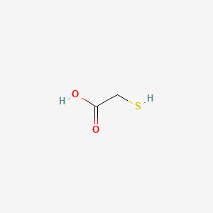 molecular formula C2H4O2S<br>HSCH2COOH<br>C2H4O2S B1676293 Thioglycolic acid CAS No. 68-11-1