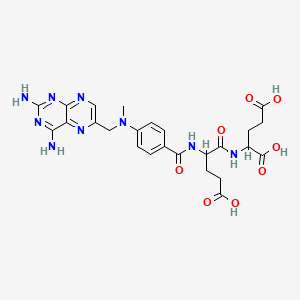 molecular formula C25H29N9O8 B1676404 L-Glutamic acid, N-(N-(4-(((2,4-diamino-6-pteridinyl)methyl)methylamino)benzoyl)-L-alpha-glutamyl)- CAS No. 71074-49-2