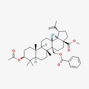 molecular formula C40H56O6 B1676465 methyl (1R,3aS,5aS,5bR,7aR,9S,11aR,11bR,13aR,13bS)-9-acetyloxy-5a-(benzoyloxymethyl)-5b,8,8,11a-tetramethyl-1-prop-1-en-2-yl-1,2,3,4,5,6,7,7a,9,10,11,11b,12,13,13a,13b-hexadecahydrocyclopenta[a]chrysene-3a-carboxylate CAS No. 102637-02-5