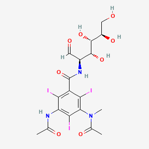 molecular formula C18H22I3N3O8 B1676532 3-acetamido-5-[acetyl(methyl)amino]-2,4,6-triiodo-N-[(2R,4S,5S)-2,4,5-trihydroxy-6-(hydroxymethyl)oxan-3-yl]benzamide CAS No. 31112-62-6