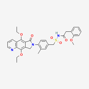 molecular formula C32H33N3O7S B1676553 N-[[4-(5,9-diethoxy-6-oxo-8H-pyrrolo[3,4-g]quinolin-7-yl)-3-methylphenyl]methylsulfonyl]-2-(2-methoxyphenyl)acetamide CAS No. 915191-42-3