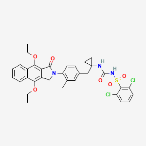 molecular formula C34H33Cl2N3O6S B1676554 2,6-dichloro-N-(1-(4-(4,9-diethoxy-1-oxo-1H-benzo[f]isoindol-2(3H)-yl)-3-methylbenzyl)cyclopropylcarbamoyl)benzenesulfonamide CAS No. 1064195-48-7