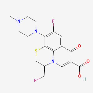 B1676557 7H-Pyrido(1,2,3-de)-1,4-benzothiazine-6-carboxylic acid, 9-fluoro-3-(fluoromethyl)-2,3-dihydro-10-(4-methyl-1-piperazinyl)-7-oxo- CAS No. 138372-62-0