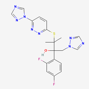 molecular formula C19H18F2N8OS B1676558 1H-1,2,4-Triazole-1-ethanol, alpha-(2,4-difluorophenyl)-alpha-(1-methyl-1-((6-(1H-1,2,4-triazol-1-yl)-3-pyridazinyl)thio)ethyl)-, (+)- CAS No. 151856-47-2