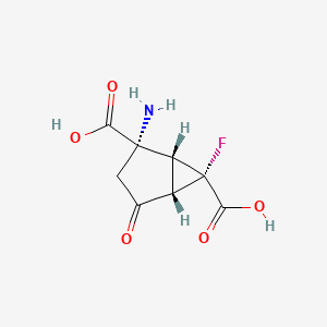 molecular formula C8H8FNO5 B1676572 Bicyclo(3.1.0)hexane-2,6-dicarboxylic acid, 2-amino-6-fluoro-4-oxo-, (1R,2S,5S,6S)- CAS No. 321963-33-1